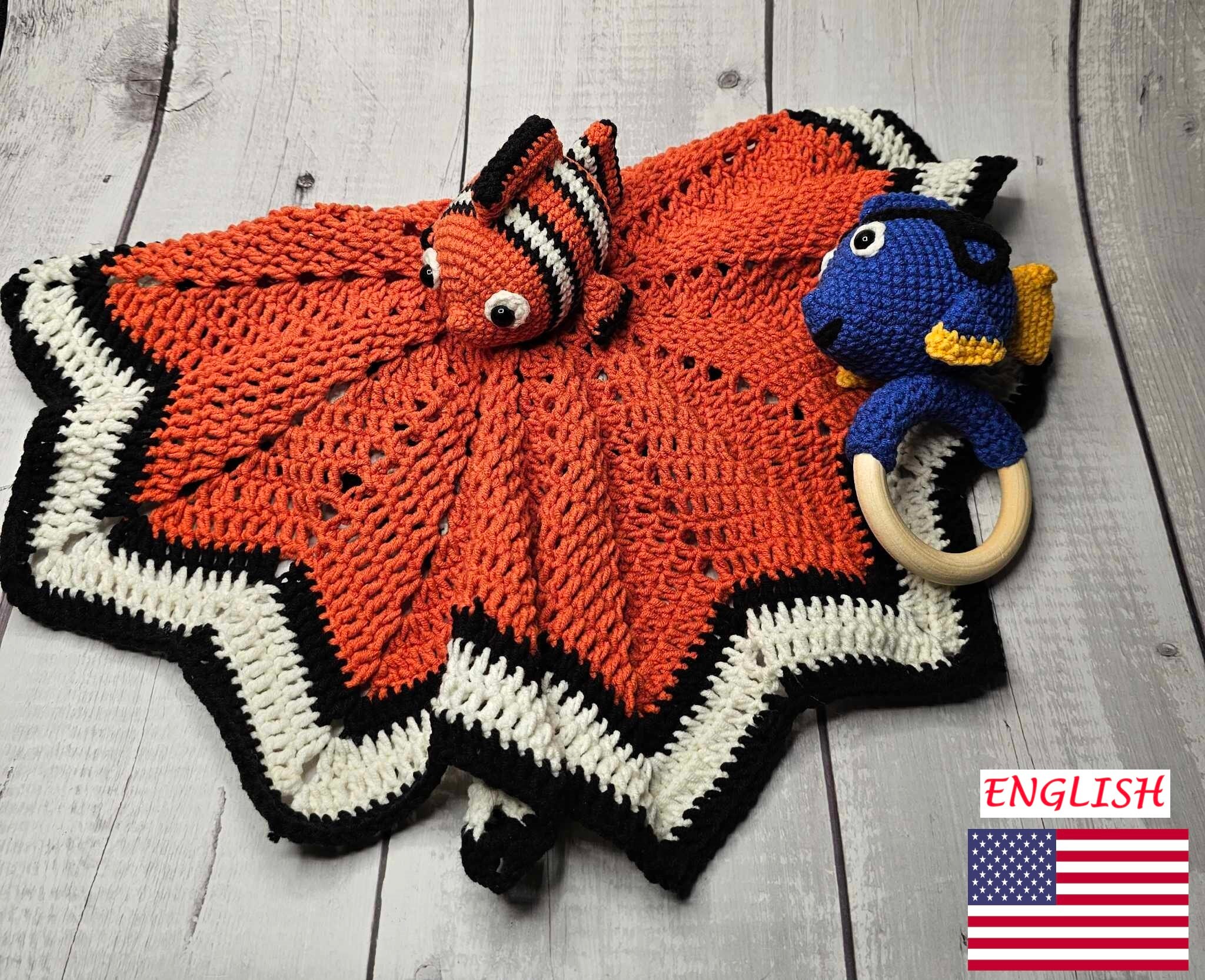 CROCHET PATTERN Fish baby set - lovey and rattle