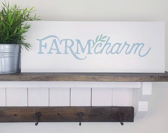 Farmcharm Farmhouse Sign, Modern Farmhouse Sign, White and blue Farmhouse Sign, Cute Farmhouse Decor