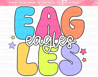 Retro Pop Colorful Mascot-Eagles PNG
