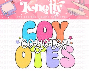 Retro Pop Colorful Mascot-Coyotes PNG