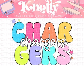Retro Pop Colorful Mascot-Chargers PNG