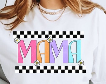 Retro Pop Daisy - MOM-  Shirt PNG - Mothers Day