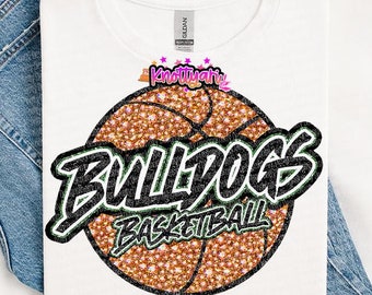 Cute Preppy Glitter Rhinestone Basketball Mascot-TIGERS- PNG School Spirit - Green