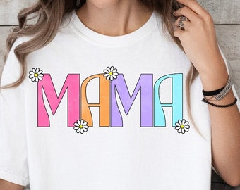 Retro Daisy - MOM-  Shirt PNG - Mothers Day