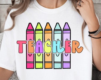 Pastel- Teacher Crayon- Teacher Shirt PNG
