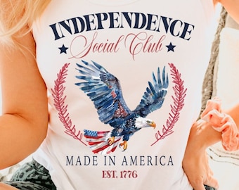 Retro INDEPENDENCE Social Club - PNG File - 4th of July - EAGEL