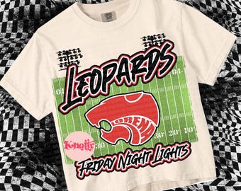 Retro Grunge - Friday Night Lights-  Mascot-Leopards PNG - School Spirit - Black and Red