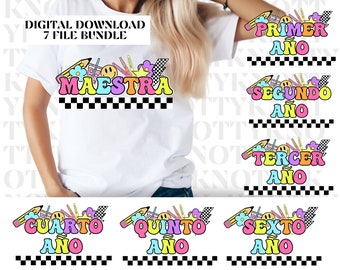 Retro Pop- Maestra Bundle- PNG - Grade Level - Spanish Teacher