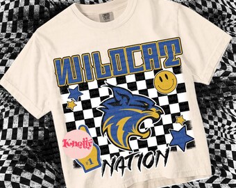 Retro Pop -WILDCAT Nation PNG - School Spirit Gold Blue