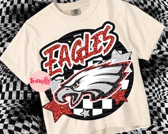 Retro Pop Glitter EAGLES  Mascot-Eagles PNG Red