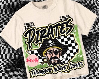 Retro Preppy Thursday Night Lights PIRATES -Mascot- PNG - School Spirit-Gold