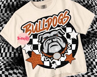 Retro Glitter -  Mascot-Bulldogs PNG - School Spirit - Orange