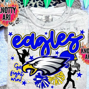 Cute Preppy Collage Style  Mascot-EAGLES PNG - School Spirit - Blue Gold