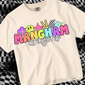 Retro Pop Colorful Sticker - Mascot- Mangham DRAGONS PNG - School Spirit