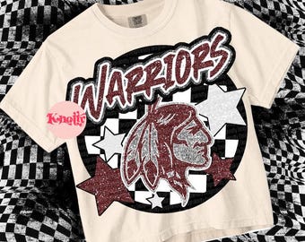 Retro Pop Mascot-Warrior PNG - School Spirit -Maroon Black