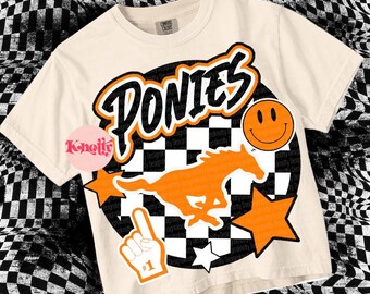Retro Mascot -Ponies PNG - School Spirit