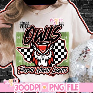 Retro Grunge Mascot- OWL FNL PNG - School Spirit - Red