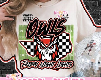 Retro Grunge Mascot- OWL FNL PNG - School Spirit - Red