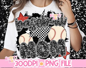Retro Grunge Splatter Mom- Baseball Mom-  Shirt PNG