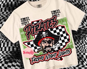 Retro Preppy Friday Night Lights PIRATES -Mascot- PNG - School Spirit-Red