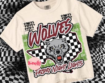 Retro Grunge -  Mascot- WOLVES PNG - School Spirit