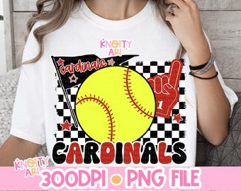 Retro Preppy Softball Mascot-CARDINALS - School Spirit