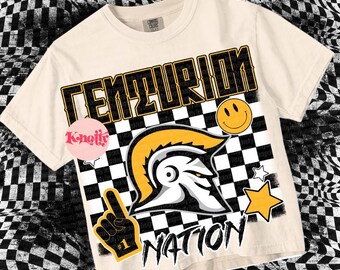 Retro Grunge -  Mascot-Centurions NATION PNG - School Spirit - Gold Black