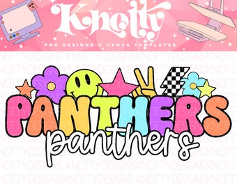 Retro Pop Colorful Preppy Sticker Mascot-PANTHERS- PNG School Spirit