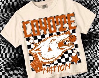 Retro Grunge Coyote Nation-Mascot- Orange Coyotes PNG - School Spirit