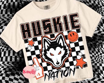 Mascot-HUSKY NATION PNG - School Spirit - Orange Black