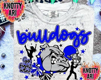 Retro -  Mascot-BULLDOGS Collage PNG - School Spirit - Blue