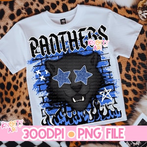 Niedliches Preppy Grunge -PANTHER- PNG Schulgeist-Blau Schwarz