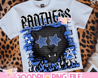 Cute Preppy Grunge -PANTHERS- PNG School Spirit-Blue Black