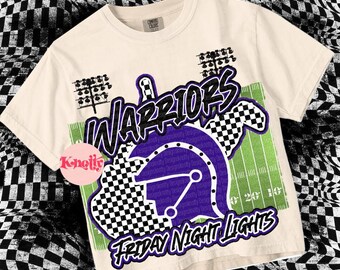 Retro Friday Night Lights Mascot-Warrior PNG - School Spirit - Purple