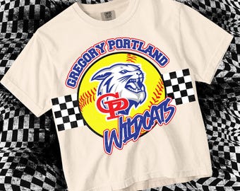 Retro Pop Mascot-WILDCATS Softball PNG - School Spirit - Blue Red
