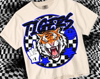 Retro Mascot -Tigers PNG - School Spirit - Blue
