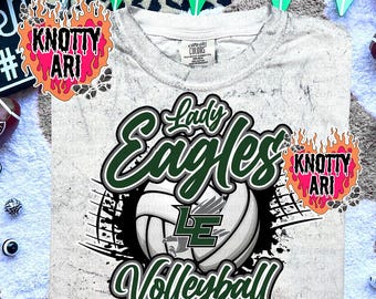 Retro Grunge Preppy Lady Eagles Volleyball -Mascot- PNG - School Spirit