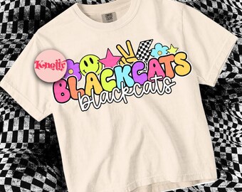 Retro Pop Sticker Colorful Mascot-Blackcats PNG
