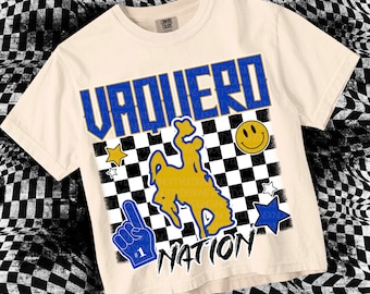 Retro Grunge Preppy VAQUERO NATION-Mascot- PNG - School Spirit