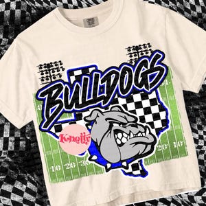 Retro Friday Night Lights -  Mascot-Bulldogs Football PNG - School Spirit - Royal Blue Black