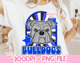 Cute Groocy Retro -  Mascot-BULLDOGS PNG - School Spirit - Blue