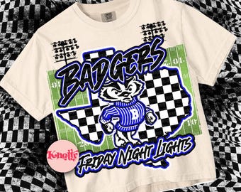 Cute Preppy Friday Night Lights- PNG File - BADGER NATION - Mascots Blue White-Black