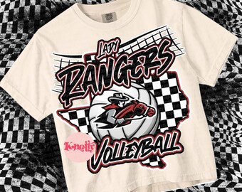 Retro -  Mascot-Rangers Volleyball PNG - School Spirit - Red