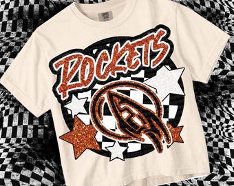 Retro Pop Glitter - ROCKETS PNG - School Spirit