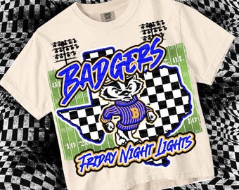 Cute Preppy Friday Night Lights- PNG File - BADGER NATION - Mascots Blue White