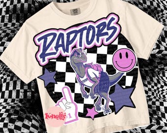 Retro Mascot - Raptors PNG - School Spirit - Purple Pink