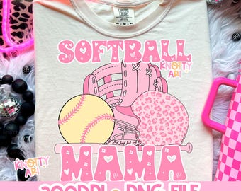 Coquette Cute SOFTBALL MAMA Design-PNG Design - Ballpark ready - Ready to print- Softball design - Softball png file - Softball Mama png