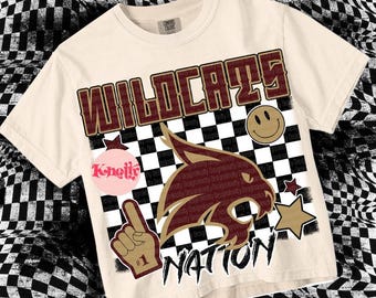Retro Pop Mascot-WILDCAT Nation PNG - School Spirit Maroon Gold