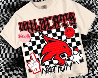 Retro Pop Colorful Mascot-Wildcats Nation PNG - Red Black