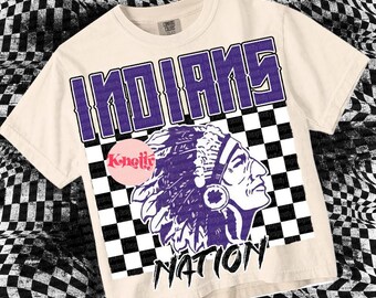 Retro Grunge -  Mascot-INDIAN NATION PNG - School Spirit - Purple